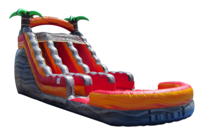 22' Lava Rush Double Lane Water Slide with Pool Image